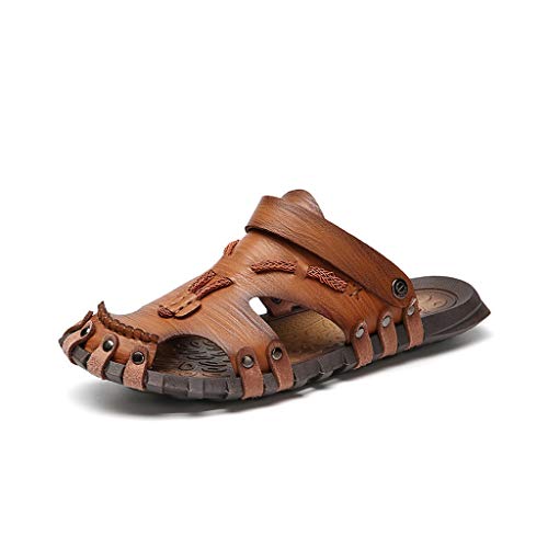 Sandalias planas para hombre CrEev en cuero de microfibra calzado informal de verano talla 39