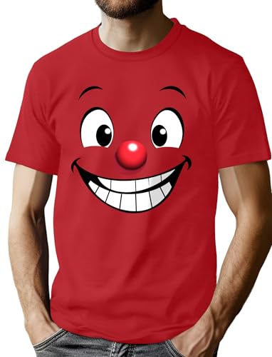 T-shirt rouge homme Funky Comedy Face en coton à manches courtes