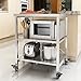 AMSXNOO Scaffalatura a 3 Ripiani, Ripiegabile Acciaio Inox Carrello Scaffale Carrello da Cucina con Ruote, Carrello di Servizio per Ristoranti Hotel Microonde (Taglia : 60X45X80CM)