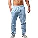 Lanckeli Pantaloni Lino Uomo Estivi Pantaloni da Yoga da Spiaggia con Coulisse, Pantaloni Lunghi Casual Allentati e Leggeri.