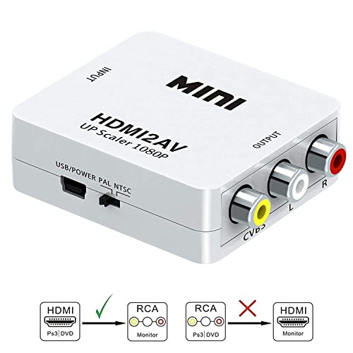 Image of HDMI to RCA AV /CVSB L /R Video AV /RCA CVBS Adapter Mini HDMI2AV Video Converter Box Computer HD 1080P Support NTSC PAL Output