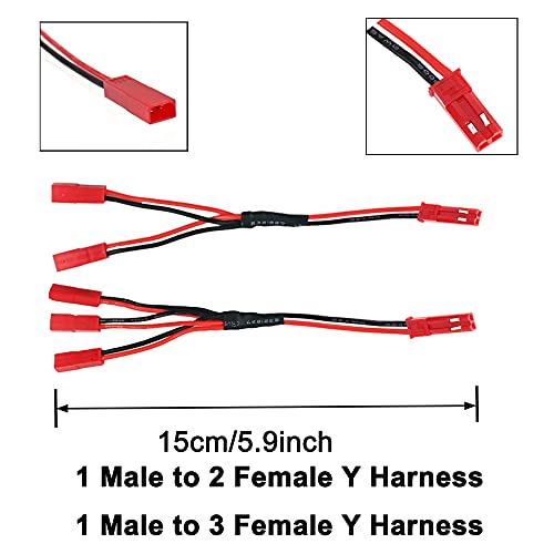 Heymi 7Pcs Jst Connector, Jst Y Parallel Adapter Jst Male Female Y Cable, Harness Jst To Jr Adapter For Traxxas Trx-4 Rc Car Crawler Truck Cooling Fan Esc Battery Motor #TOP3