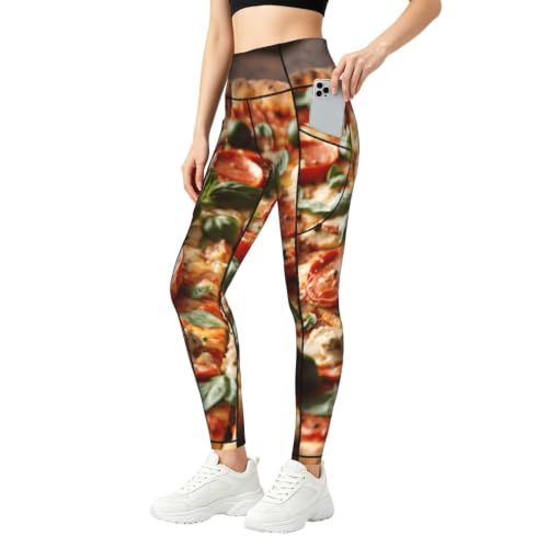Pantalones de yoga de pizza para mujer leggings cómodos holgados