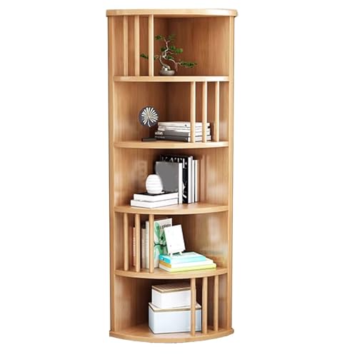 Estanteria Rinconera Diseño De Esquina De 90° Gabinete Esquinero De Gran Capacidad Hecho De Madera De Caucho Fácil De Montar para Sala De Estar, Bar en Casa(Natural)