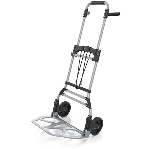 Brandson – Sackkarre klappbar – 150 kg Last – Transportkarre - Vollgummireifen –- inkl. Expanderseil – Aluminium – gummierter Griff – arretierbar auf 115 cm