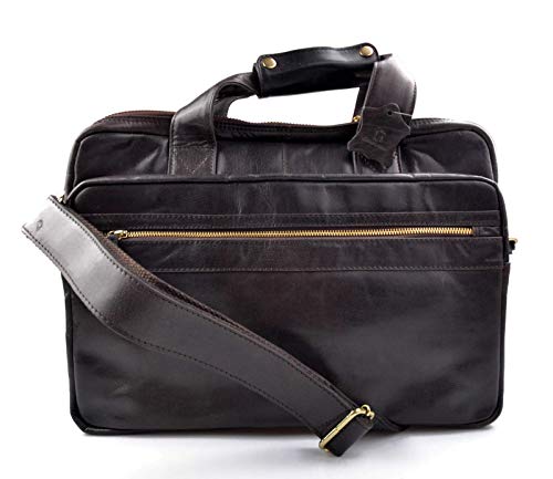 Sac notebook et iPad en cuir marron foncé idéal pour le bureau