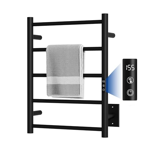 Statappy Heated Towel Racks, Towel Warmer Rack for Bathroom, Wall Mounted Electric Towel with Built-in 24hr Timer, Towel Rack Plug-in/Hardwired, Matte Black