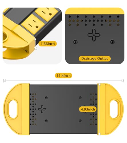 Image of CCCEI Outdoor Power Strip Weatherproof with 8 Plug, Waterproof Extension Cord with Multiple Outlets, Christmas Exterior Garden Yard Surge Protector 25FT, Yellow.
