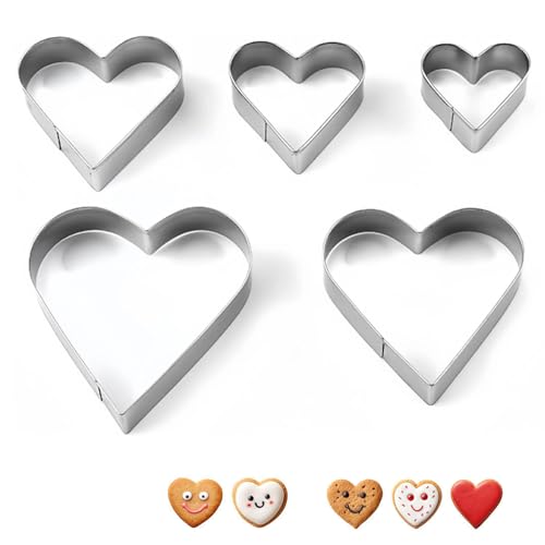 5-Piece Stainless Steel Heart Cookie Cutter Set for Baking Perfect for Valentines Day and Easter Treats