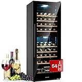  KLARSTEIN Cave a Vin, Réfrigérateur à Vin sur Pieds avec Porte en Verre, Cave à Vin de Vieillissement, Prosecco, Bière, Ecran Tactile, Réfrigérateur Bar, Frigo, Protection UV, 5-18°C, 77 Bouteilles