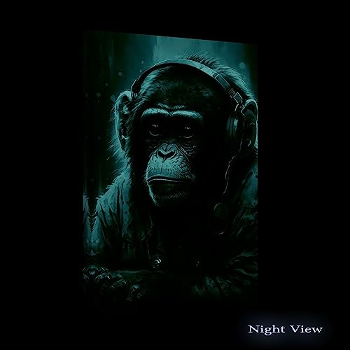 Startonight Canvas Wall Art - Music Colorful Monkey - Decoration Artwork Ready To Hang For Living Room Big Picture Home Wall Decor Print Modern And Contemporary Painting 32" X 48" #TOP1