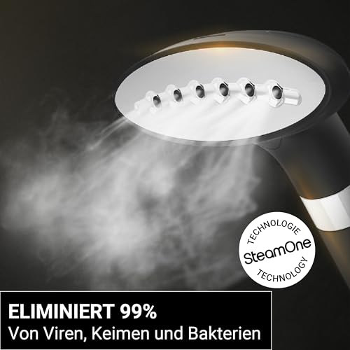 SteamOne - Vertikaler Steamer & Dampfglätter reise mit 1800W- 1,8 L Wassertank - Leicht zu bewegen mit 4 Antriebsrädern - 60s Aufheizzeit - Anti-Kalk-Ventil - Dreifacher Wärmeschutzschlauch- H18B