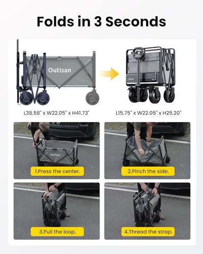 Image of e-Wagon Air Electric Wagon Cart, 300LB Capacity Foldable Wagon with Dual Motor, 9-Mile Range & Swappable Battery, 3-Second Collapsible Utility Cart for Camping, Garden, Slate Gray