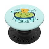 Chip Chip Hooray - Cute Guacamole & Chips Food Pun PopSockets PopGrip: Ausziehbarer Sockel und Griff für Handys/Tablets mit Tauschbarem Top