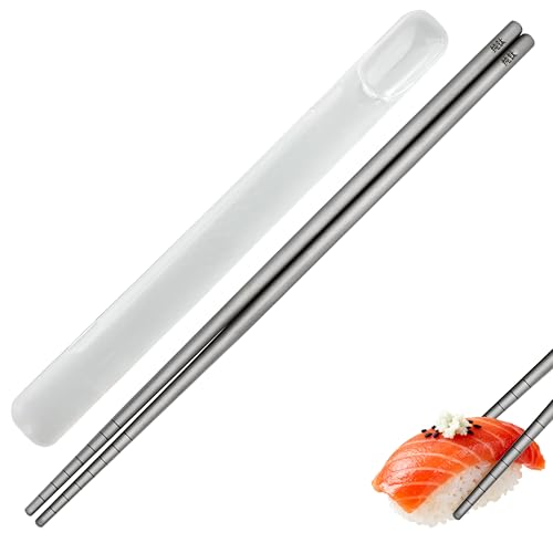 Titan Essstäbchen 1 Paar (mit Tragetasche), Wiederverwendbare Essstäbchen, rutschfest, spülmaschinenfest