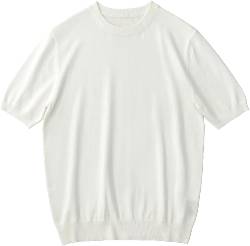 Mens Short Sleeve Pullover Sweater O Neck Vintage Simple Solid Color Business Casual Pullovers