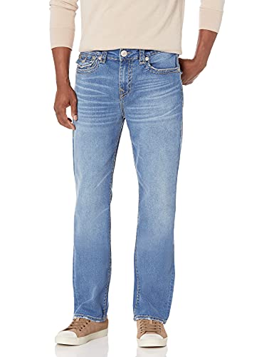 True Religion Men's Ricky Super T Straight Fit Jean with Back Flap Pockets, Medium Retro Faded, 36W X 34L