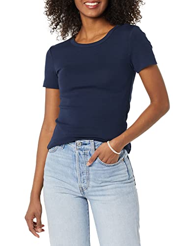 Image of Amazon Essentials Women's Slim-Fit Short-Sleeve Crewneck T-Shirt, Pack of 2