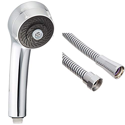 TOTO ワンダービートマッサージシャワーヘッド(メッキ・取替用) THC10C & シャワーホース L=1800mm 本体側ねじW24山20 メタル調 THC40XL【セット買い】