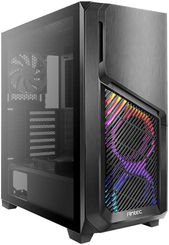 Antec Dark Phantom DP502 Flux Mid Tower ATX Gaming Case I Tempered Glass Side Panel I Swing Open Front Panel & LED Strips I 3 x 120 mm ARGB, 1 x 120 mm Reverse & 1 x 120 mm Fans Included
