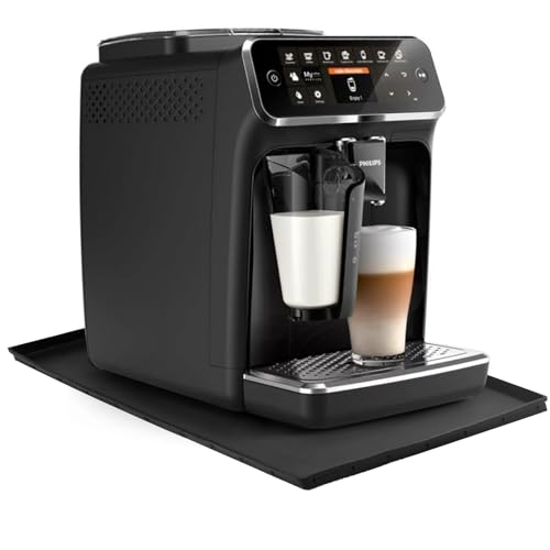 Tapis en silicone étanche pour machines à café et machines à café automatiques - Pour De'Longhi Magnifica, Philips Lattego, Siemens EQ.6 Plus, etc. - 47 x 30 cm (Black)
