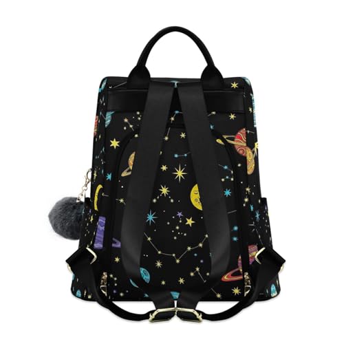 Mochila antirrobo para mujer Planets Black cómoda de diario con pompón 2