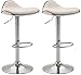 CLP Set 2 Sgabelli Bar Shanghai in Stoffa I Coppia Sgabelli Alti Cucina Girevoli E Regolabili 60-80 CM I Sedie Design Imbottite, Colore:Crema