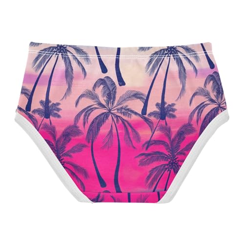 Toddler Underwear Custom 2t Cotton Panties for Girl Animal Briefs Undies Kids Palm Trees Sunset Purple Pink2