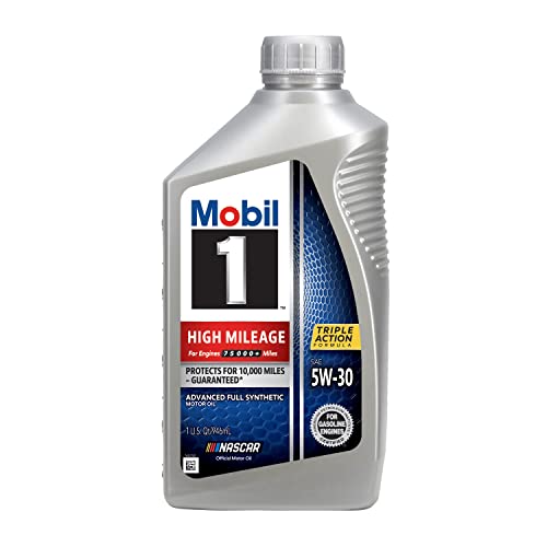 Image of Mobil 1 High Mileage Full Synthetic Motor Oil 5W-30, 1 Quart (Pack of 6)