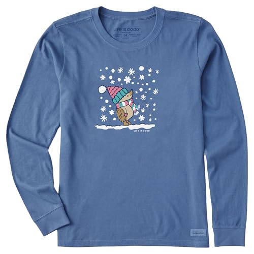 Life is Good Women's Crusher Tee, Long Sleeve Cotton Graphic T-Shirts, Cozy Hedgehog