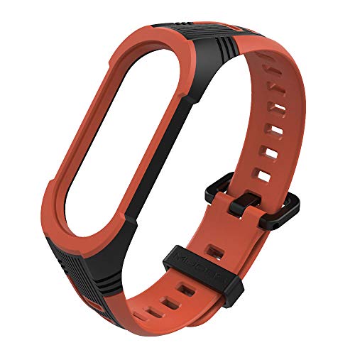 Sport Replacement Strap for Xiaomi Mi Band 5/Mi Band 6/Amazfit Band 5 Fitness Tracker Smart Bracelet Wristband Rubber (Orange)