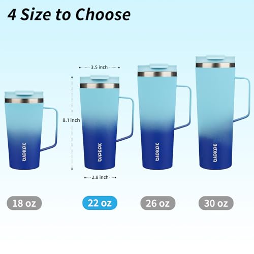 Image of BJPKPK 22oz Insulated Tumbler with Handle, Lid & Straw, Stainless Steel