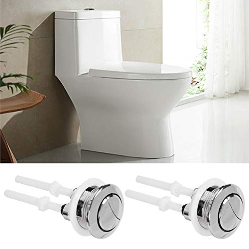 Lot de 2 boutons pression universels pour réservoir d'eau de WC - 38 mm - Double chasse d'eau - Bouton pop-up - Double bouton de chasse d'eau standard