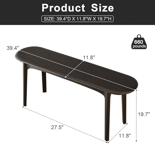 Image of DONGMUWUEJEE 39 inch Solid Wood Small Dining Bench, Entryway Bench, Black