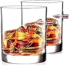 Kollea Bullet Whiskey Glasses .308 Bullet Glasses, Old Fashioned Whiskey Glass Set Whiskey Gift Idea for Men for Whisky, Scotch, Bourbon (10 Oz, Set of 2)