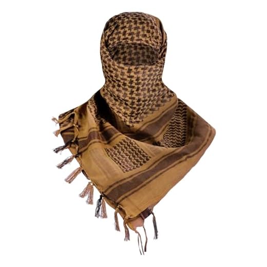 FREE SOLDIER Écharpe militaire – Shemagh tactique du désert, keffieh pour la tête, le cou – Écharpe arabe avec franges 109 x 109 cm (marron coyote)