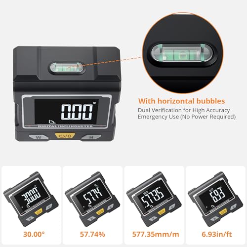 Neoteck Digitaler Winkelmesser Neigungsmesser mit aufklappbarem Display, horizontalen Blasen für Holzarbeiten Bau Dekoration DIY