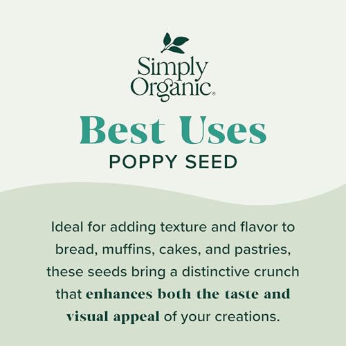 Simply Organic Poppy Seed Whole, Organic, 3.38 Ounce