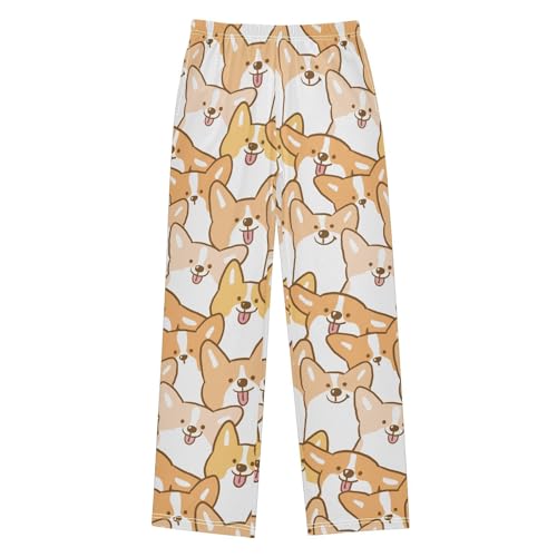 Boys' Pants Brown Cute Corgi Dog Long Bottoms Jogger Pants Elastic Waist Trousers with Pockets S-XL