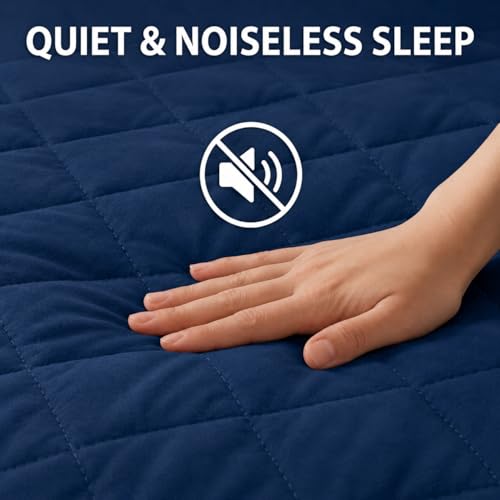 Image of RESTIFY 100% Waterproof Quilted Single Size Mattress Protector 78x48 Inch 6.5x4 Ft Fits Upto 10 Inch Mattress | Premium Cotton Breathable Bed Protector | Mattress Cover for Single Bed |Dark Blue