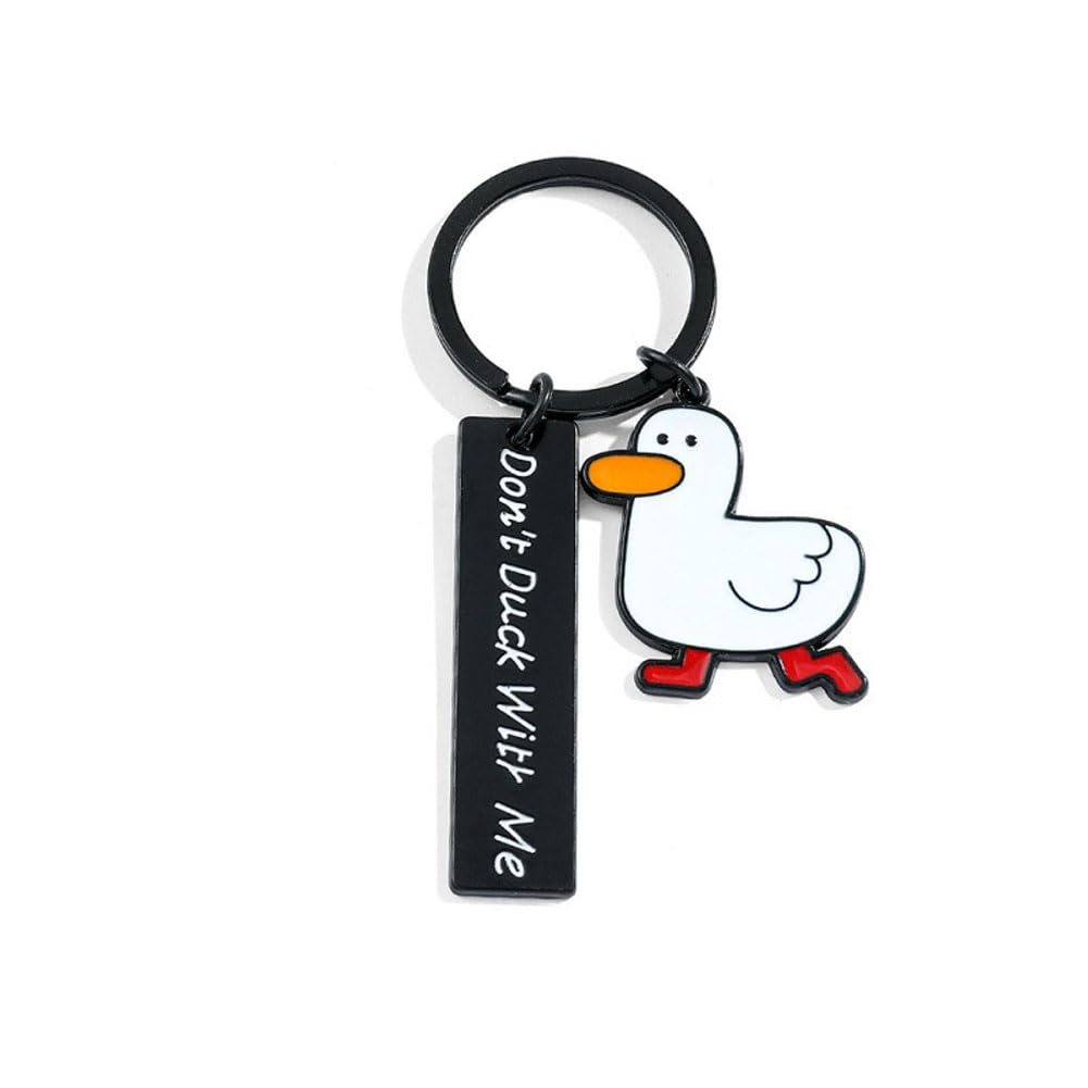 shilipu Don’t Duck with Me Cartoon Duck Keychain Funny Words Duck Key Ring Key holder Cute Animal Duck Pendant Keyring Duck Keychain for Couples Gift