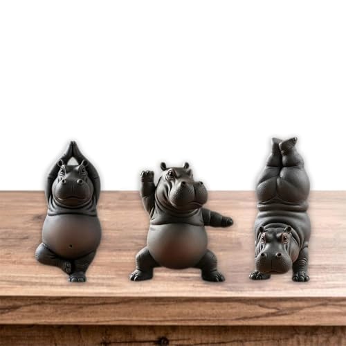 Estatua decorativa de hipopótamo para meditación miniatura 6