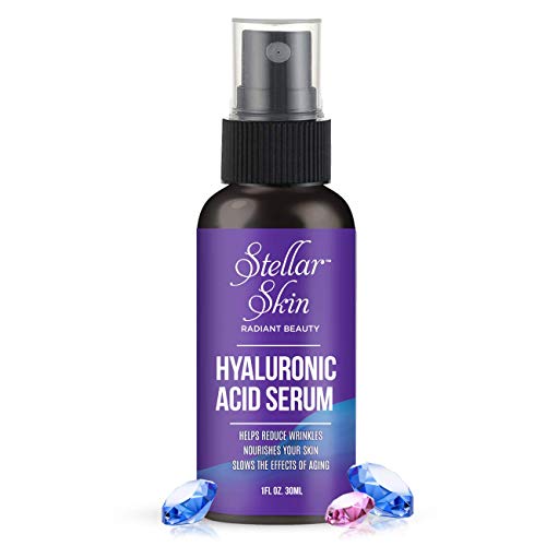 Hyaluronic Acid Serum for Face - Topical Moisturizing Facial Serum Boosts Hydration for Smooth, Supple Skin. Natural Anti Aging Formula Includes Aloe Vera, Jojoba Oil and Witch Hazel. Made in the USA