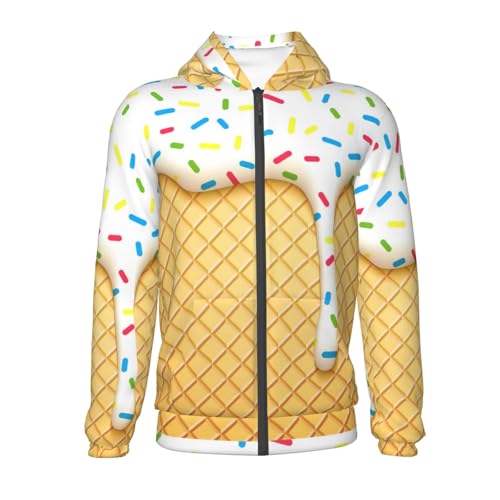 White Ice Cream Kid Hoodies Boys Zip Up Sweatshirts Girls Pullover with Pocket2