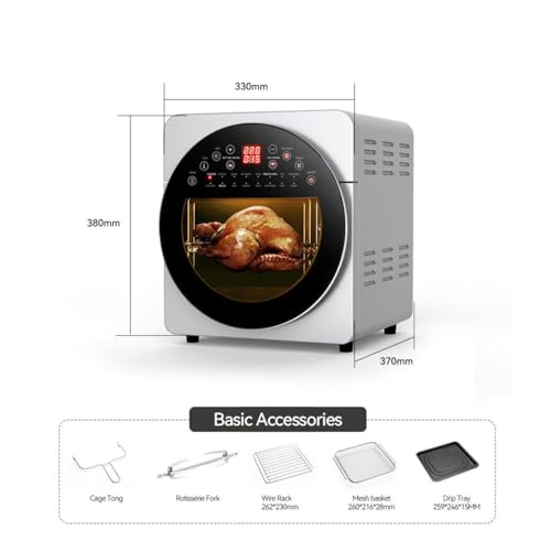 Forno ad Aria 14L con Doppio Riscaldamento e Display Touch â Air Fryer Oven Multifunzione in Acciaio, con Girarrosto, Timer Regolabile e Accessori Inclusi â Cottura Sana e Croccante Senza Olio - immagine 6