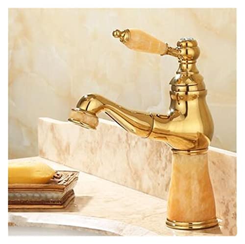 Mitigeur d'évier or et jade résistant au calcaire pour lavabo