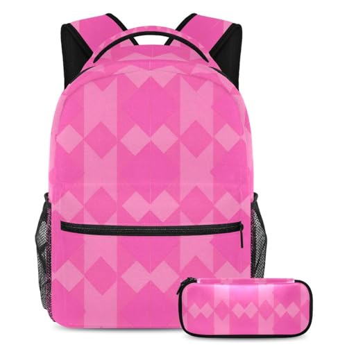 Ensemble cartable fille et garçon avec sac à dos rose ado et trousse scolaire