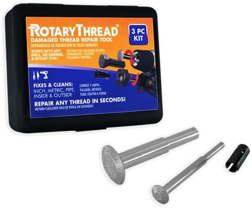 Thread Repair Tool, File, Chase, Restore, Repair, and Clean Internal and External Thread: Male, Female, Inch, Metric and Pipe Thread (3-Piece Starter Kit) by Rotary Thread