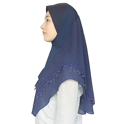 Women's Muslim Islamic Chiffon Scarf Hijab for Girls Rhinestone Hijabs Scarves Double Layer2