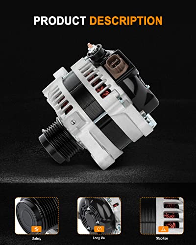 Asape 11385 27060-0T040 High Output Alternator Replacement For 2009-2010 For Toyota For Corolla 1.8L 2009-2010 For Pontiac For Vibe 1.8L 2009-2010 For Toyota For Matrix 1.8L 104210-2800 27060-37040 #TOP3